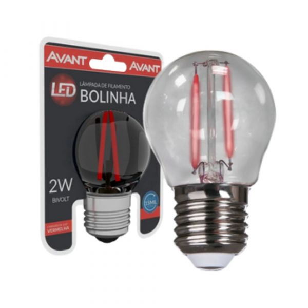 Lâmpada LED Bolinha Filamento 2W Vermelha E-27 Bivolt Avant