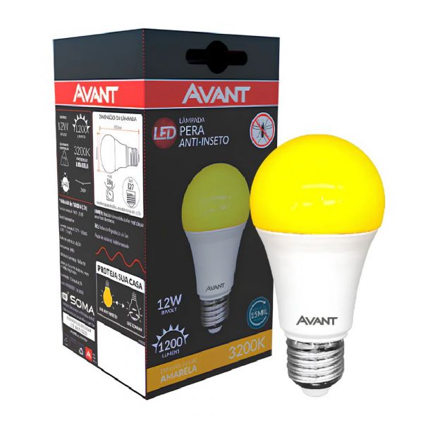 Lâmpada Led Bulbo 12W Bivolt Anti Inseto Avant 