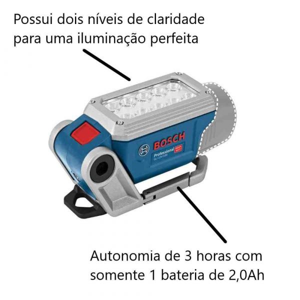 Lanterna a bateria Bosch GLI 12V-330, 12V, 330 lúmens SB