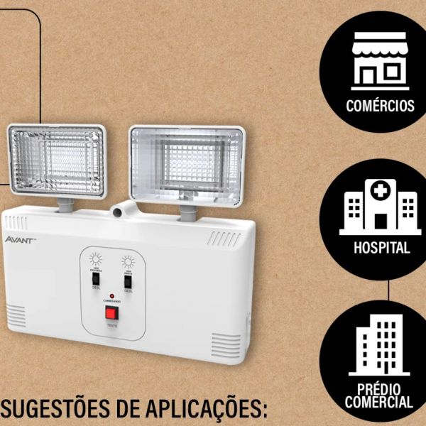 Luminária Led Emergência Bloco 12W 6000K Avant 