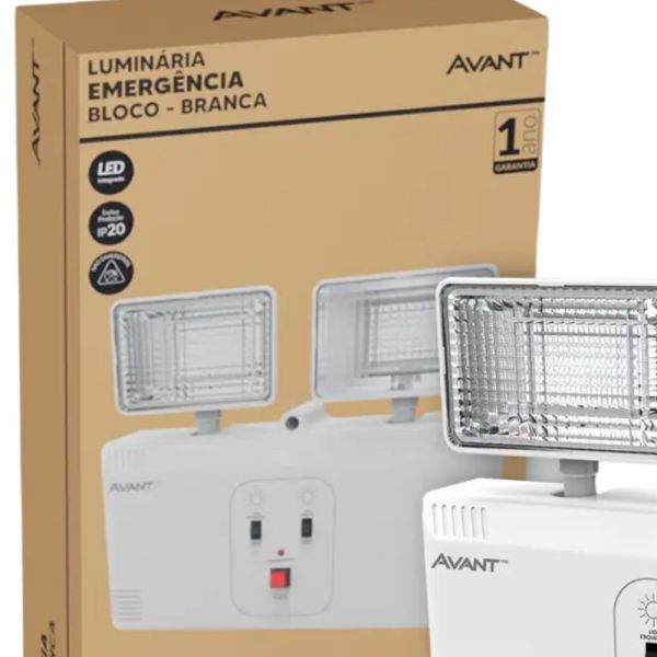 Luminária Led Emergência Bloco 12W 6000K Avant 