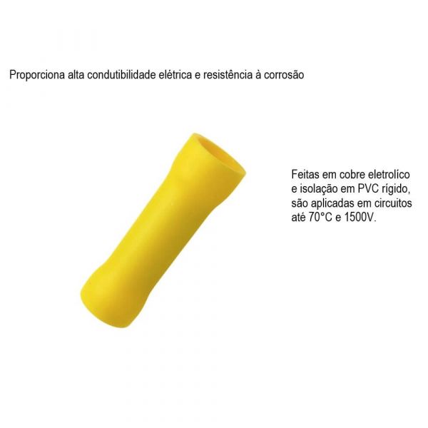 Luva Emenda Isolada Amarelo 4,0-6,0mm Lukma