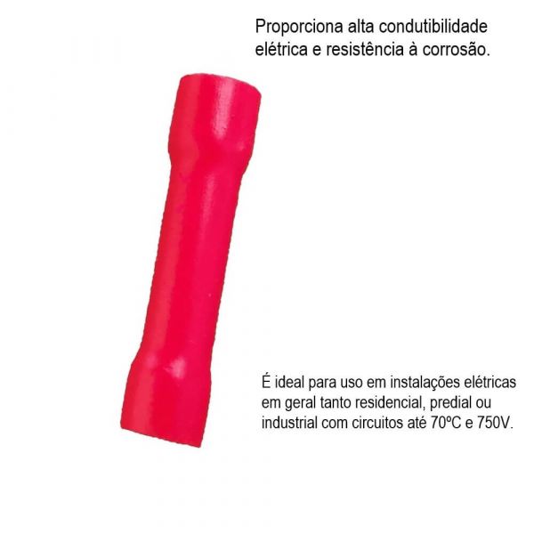 Luva Emenda Isolada Vermelho 1,5-2,5mm Sem Fabricante