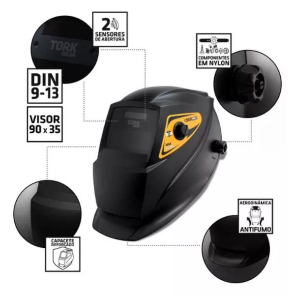 Máscara De Solda Com Escurecimento Automático 4K Max Solar Tork