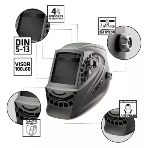 Máscara De Solda Com Escurecimento Automático Control Solar 8K Tork