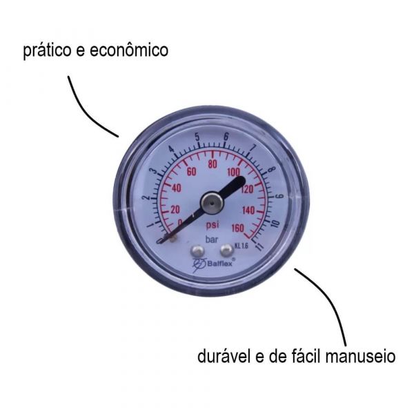Manômetro Seco 0-100 Bar 0-1400 Psi Balflex