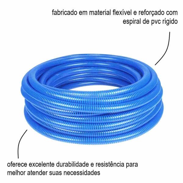 1 Metro Mangote Sucção Espiral Azul 1