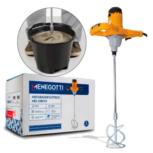 Misturador Elétrico Para Argamassa MEL1200 1200W 220V Menegotti 