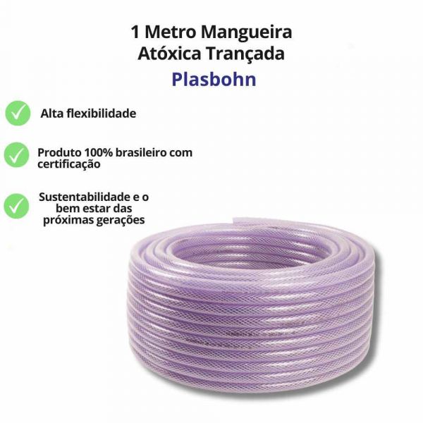 1 Metro Mangueira Atóxica Trançada 3/8 X 1,7mm Plasbohn
