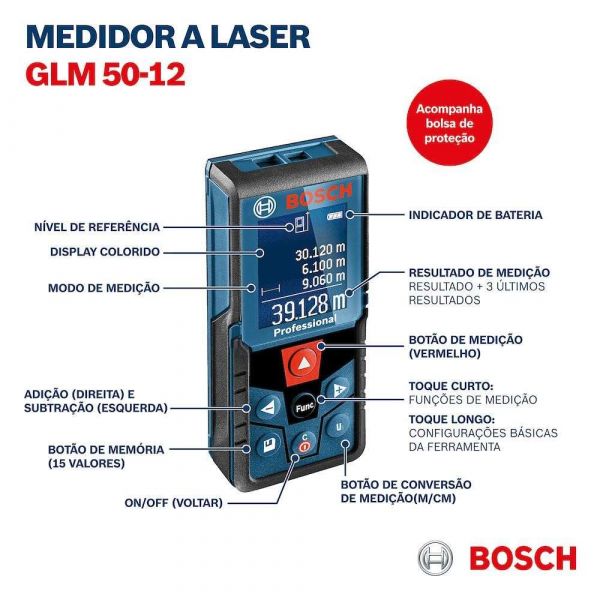 Medidor De Distância Bosch GLM 50-12 0601072RG0000