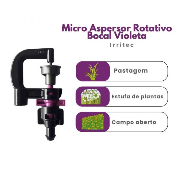 Micro Aspersor Rotativo Bocal Violeta 52 l/h Irritec