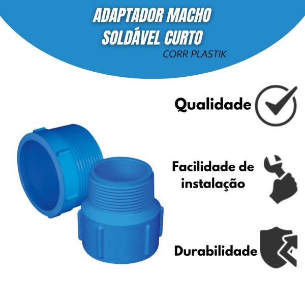 Adaptador Macho Soldável Curto com Bolsa e Rosca para Irrigação DN-100X4Corr Plastik