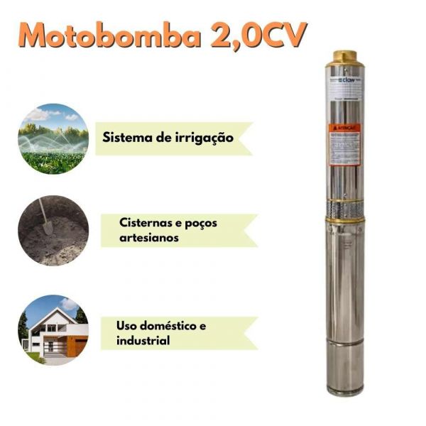 Motobomba 2,0CV W3SDM3/27-2M-BR 220V Monofásica Sem Box Claw