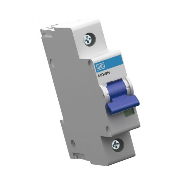Minidisjuntor Monofásico Termomagnético MDWH-C6 Curva C 6A 10KA 1 Polo Weg 