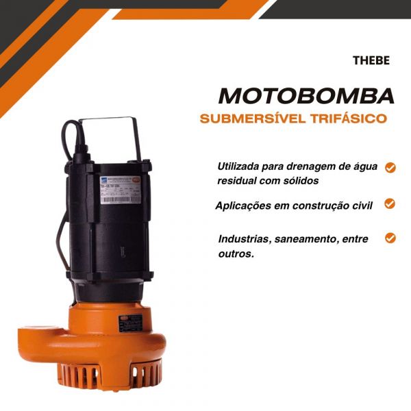 Bomba 1CV Submersível TSB-005 380V Trifásico Thebe