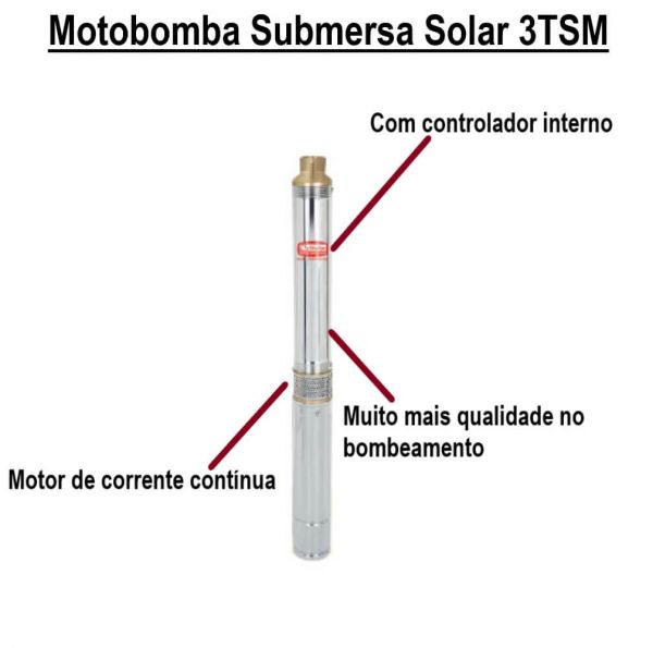 Motobomba Submersa Solar 3TSM Ci 11 Estágios 580W 72V Thebe