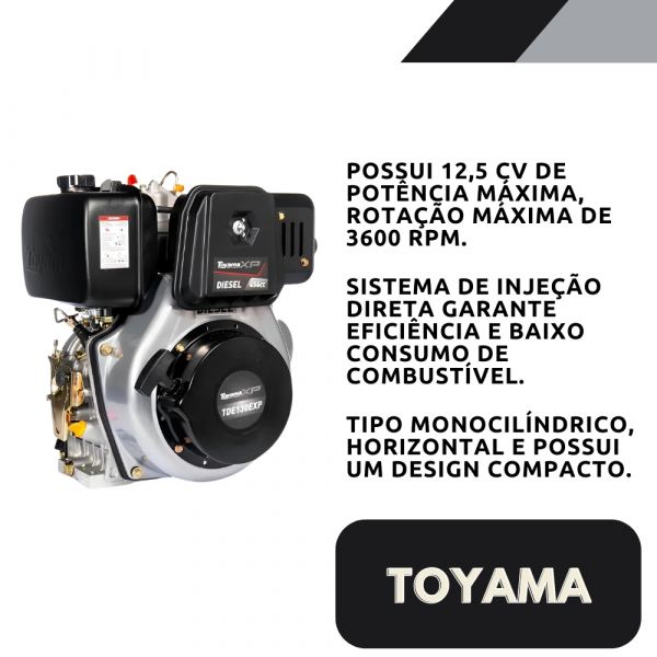 Motor Diesel 12,5CV TDE130EXP 019-062 Partida Elétrica Toyama