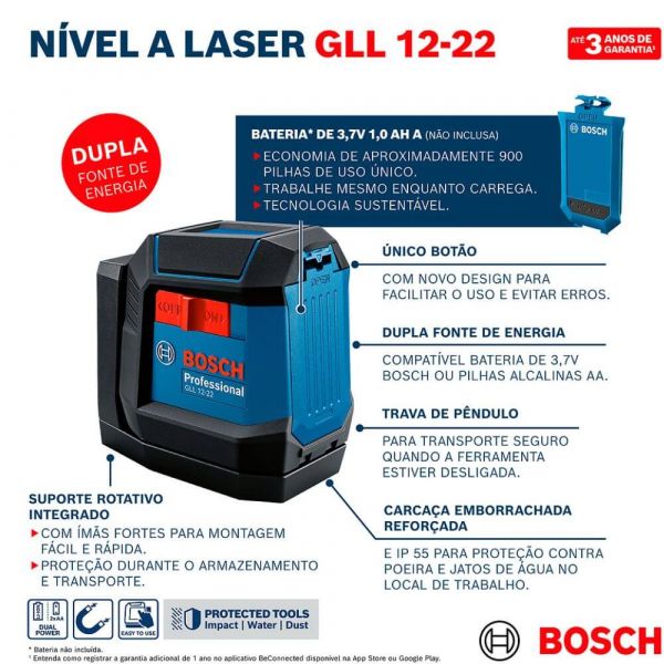 Nível a Laser GLL 12-22 Vermelho Bosch 