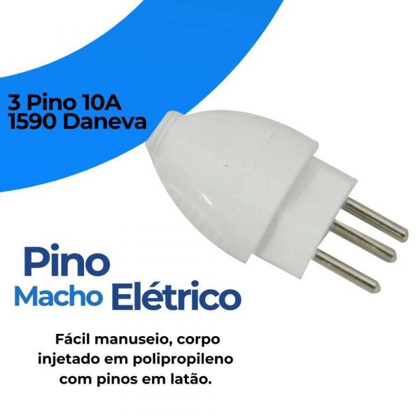 Pino Elétrico Macho 3 Pino 10A 1590 Daneva