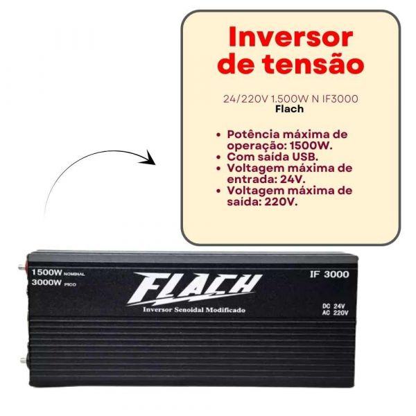 Inversor de tensão 24/220V 1.500W N IF3000 Flach 