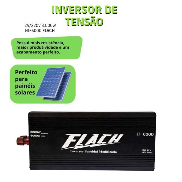 Inversor de tensão 24/220V 3.000W NIF6000 Flach