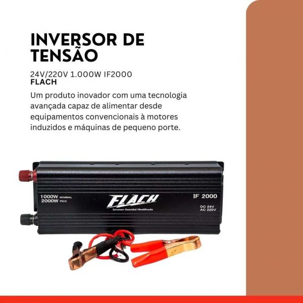 Inversor de Tensão 24V/220V 1.000W IF2000 Flach