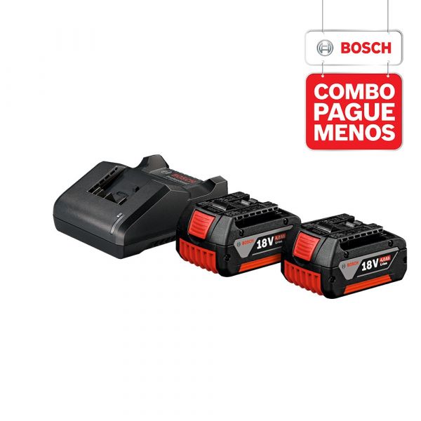 Combo Bosch Parafusadeira Furadeira de Impacto 1/2 Pol. GSB 18V-50 + Chave de Impacto 1/4 e 1/2 Pol. GDX 18V-200 com Maleta + 2 Baterias 18V 4,0Ah + Carregador Bivolt com Bolsa