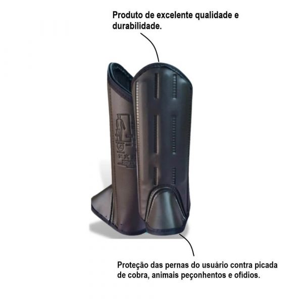 Perneira De Couro Proteção Com 3 Talas Velcro Sayro