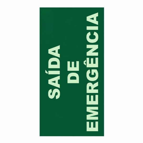 Placa de Sinalização Saída de Emergência 30x18cm Luminescente
