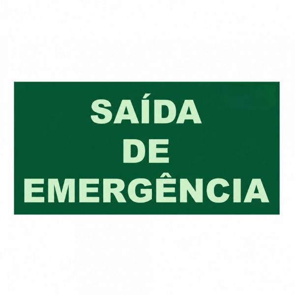 Placa de Sinalização Saída de Emergência 30x18cm Luminescente
