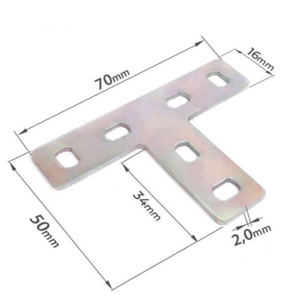 Placa Junção em T 70x34x16x2mm Minubras 