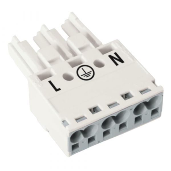Plug Winsta Fêmea 3 Polos 770-223 de até 4mm² Branco Wago