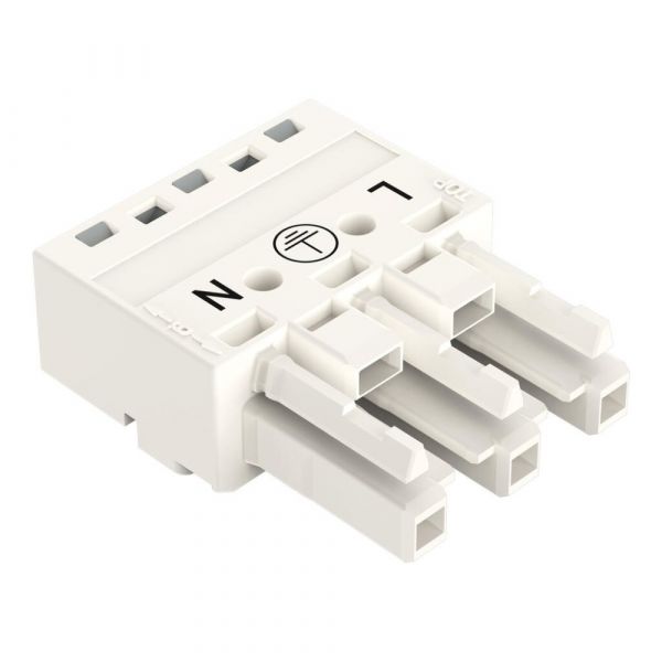 Plug Winsta Fêmea 3 Polos 770-223 de até 4mm² Branco Wago
