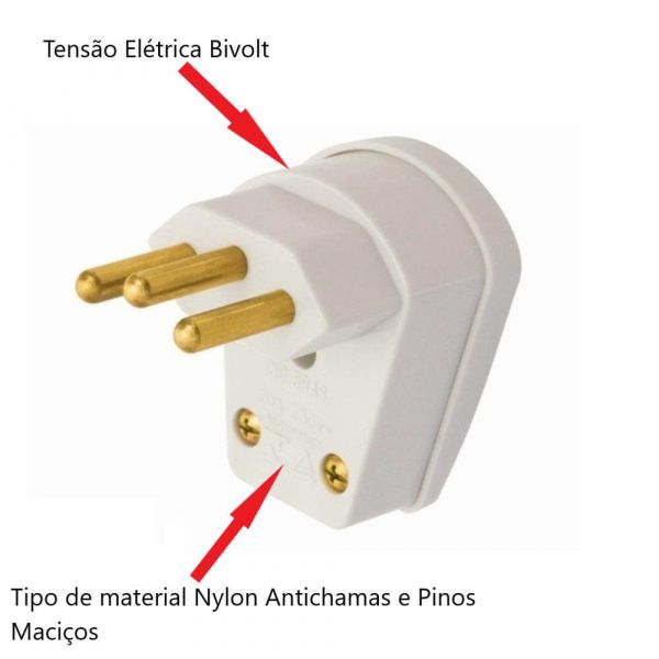 Plugue Elétrico Bipolar com Aterramento 1482 Fame
