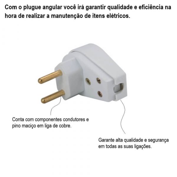 Plugue Angular 2P+T 10A 250 Volts Branco - 57402110 Tramontina