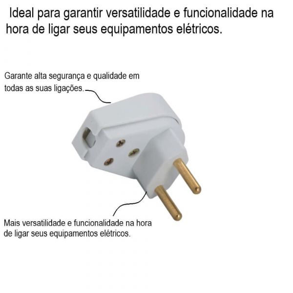 Plugue Angular 2P+T 20A 250 Volts Branco - 57402/111 Tramontina