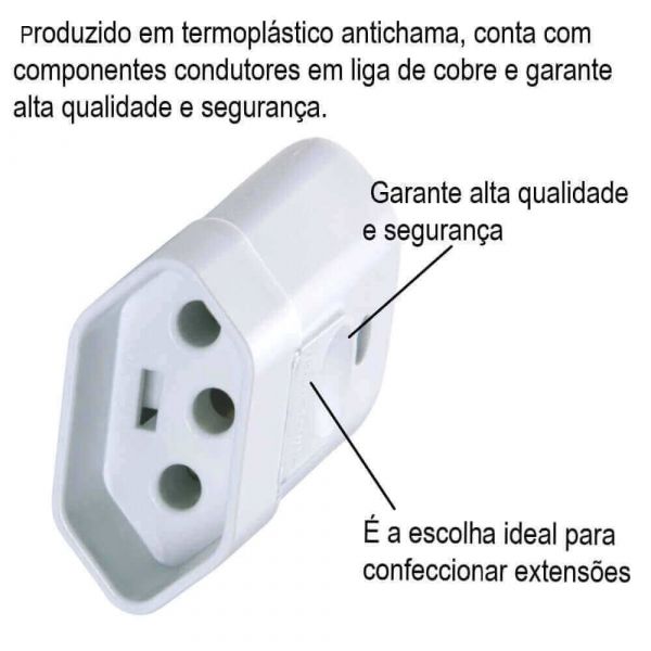 Plugue Fêmea Branco 2P+T 250 V 20 A Tramontina 57402155