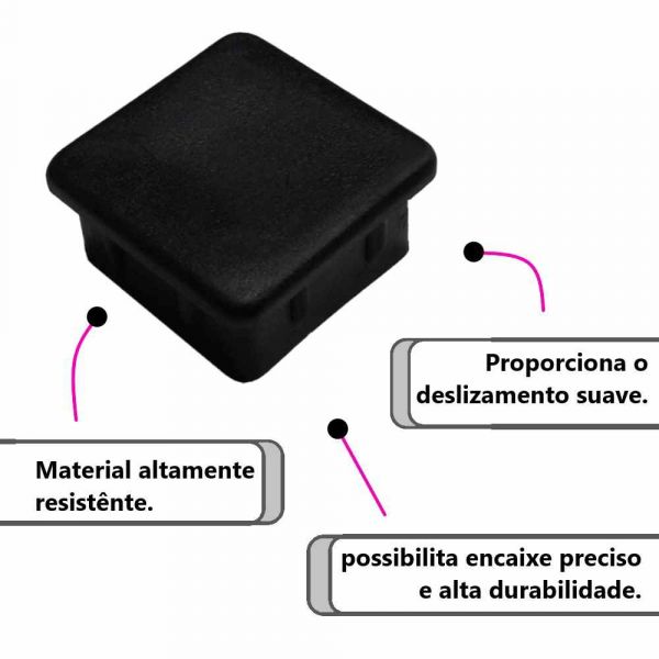 Ponteira 20x20mm Interna Preta Emar