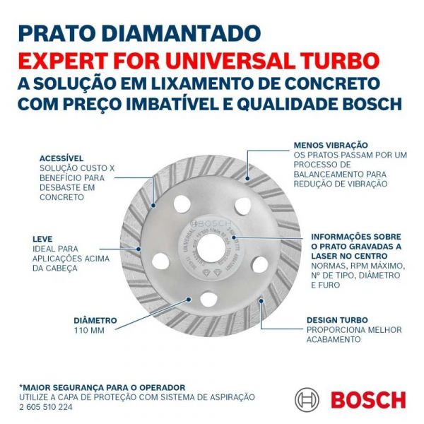 Prato diamantado Bosch Expert for Universal 100x22,23x2,5mm