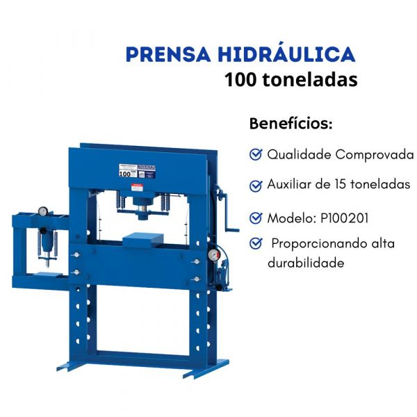 Prensa Hidráulica com Manômetro 100 Toneladas P100201 Bovenau 
