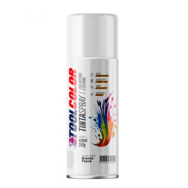 Tinta Spray Branco Fosco 400ml Toolcolor