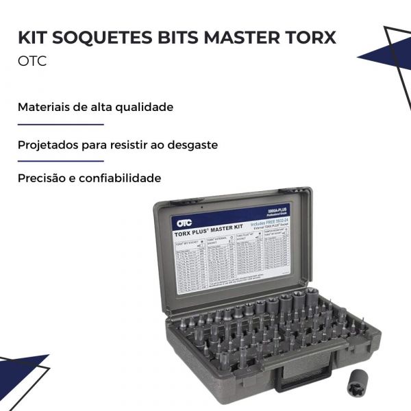 Kit Soquetes Bits Master Torx 53 Peças com Caixa Organizadora Otc