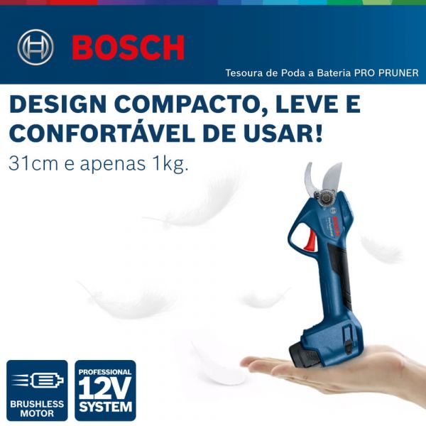Tesoura de Poda a bateria Bosch Pro Pruner BRUSHLESS 12V Sem Bateria