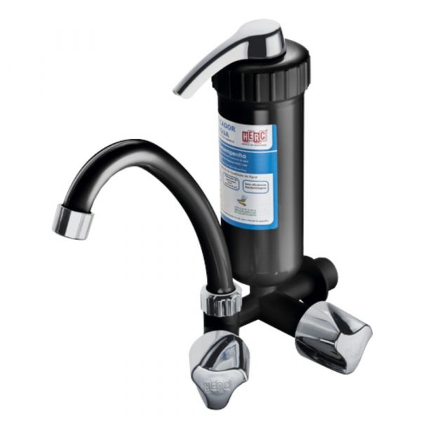 Purificador de Água com Torneira Bica Móvel Plus Preto com Cromado Herc