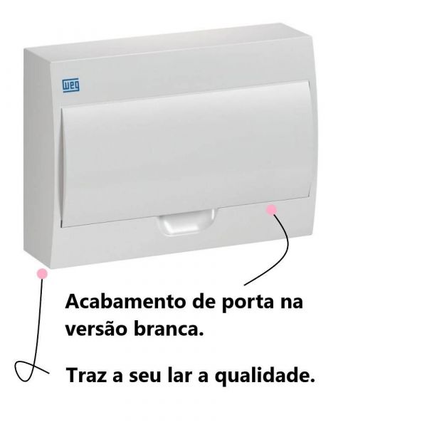 Quadro de Distribuição Para 12 Polos Sobrepor PVC Branco Weg