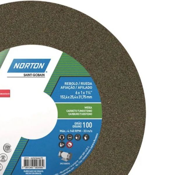 Rebolo Reto 6 x 1 x 1.1/4 Pol. G100 KVK Norton