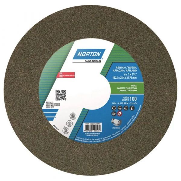 Rebolo Reto 6 x 1 x 1.1/4 Pol. G100 KVK Norton