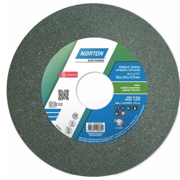 Rebolo Reto 6 x 1 x 1.1/4 Pol. G120 KVK Norton