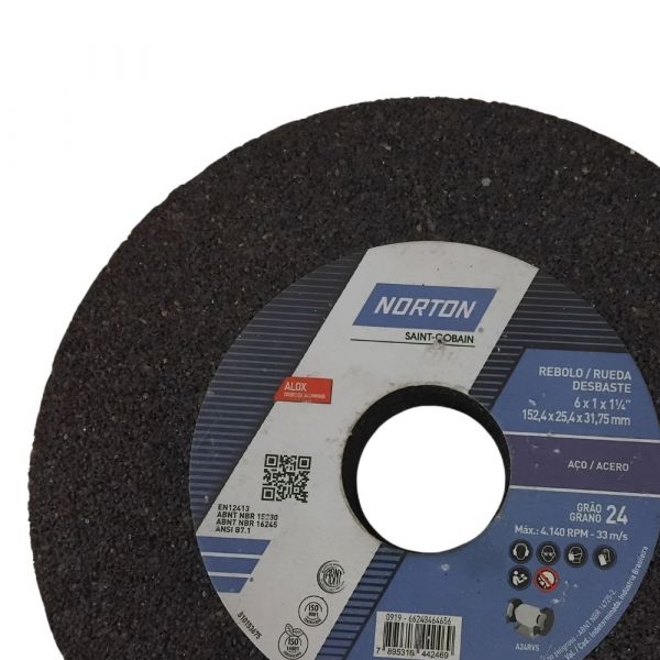 Rebolo Reto 6 x 1 x 1.1/4 Pol. G24 RVS Norton