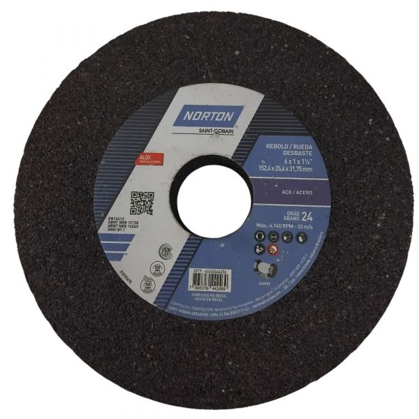 Rebolo Reto 6 x 1 x 1.1/4 Pol. G24 RVS Norton